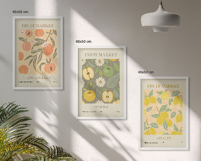 Set tablouri pentru dormitor Postere retro cu modele de fructe