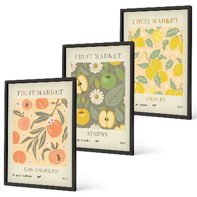 Set tablouri pentru dormitor Postere retro cu modele de fructe