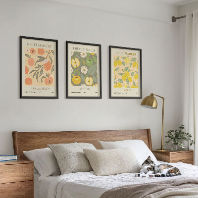 Set tablouri pentru dormitor Postere retro cu modele de fructe