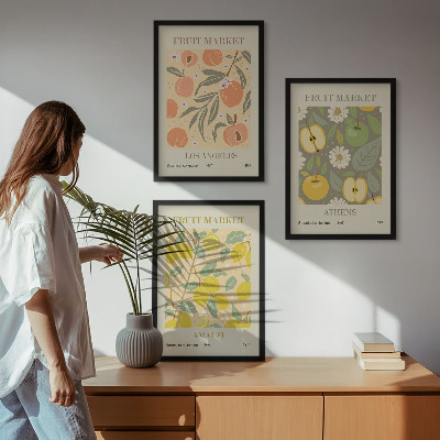 Set tablouri pentru dormitor Postere retro cu modele de fructe