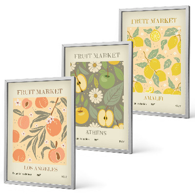 Set tablouri pentru dormitor Postere retro cu modele de fructe