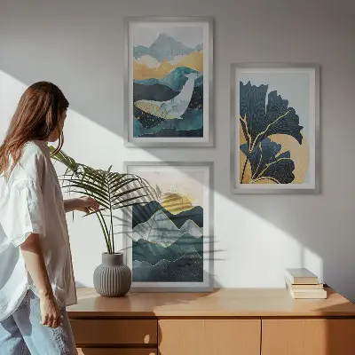 Set tablouri decorative cu vederi abstracte ale munților