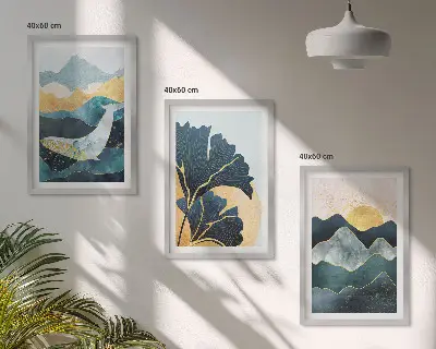 Set tablouri decorative cu vederi abstracte ale munților