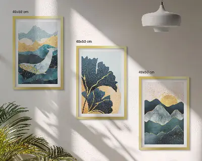 Set tablouri decorative cu vederi abstracte ale munților