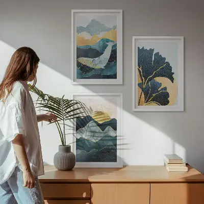 Set tablouri decorative cu vederi abstracte ale munților
