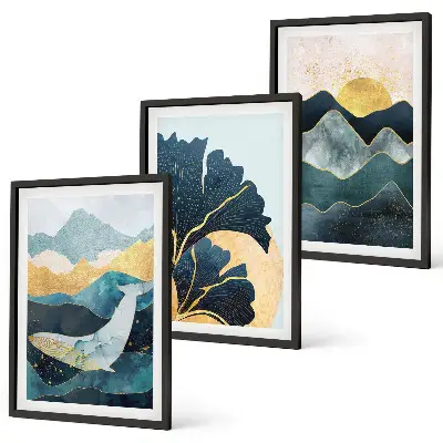 Set tablouri decorative cu vederi abstracte ale munților