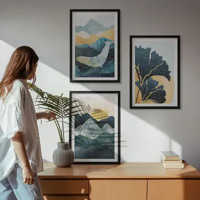 Set tablouri decorative cu vederi abstracte ale munților