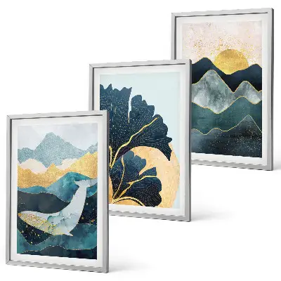 Set tablouri decorative cu vederi abstracte ale munților