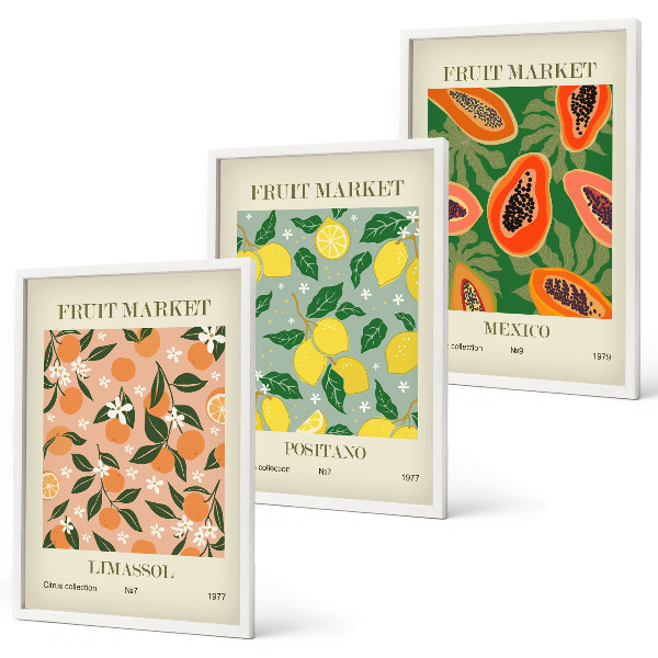 Set tablouri pentru dormitor Citrice, retro tropical