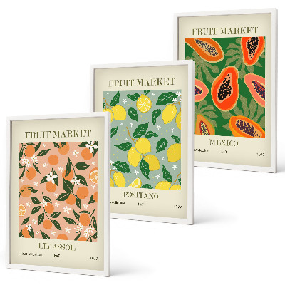 Set tablouri pentru dormitor Citrice, retro tropical