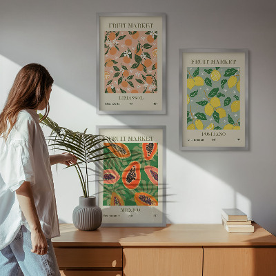Set tablouri pentru dormitor Citrice, retro tropical