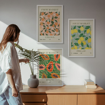 Set tablouri pentru dormitor Citrice, retro tropical