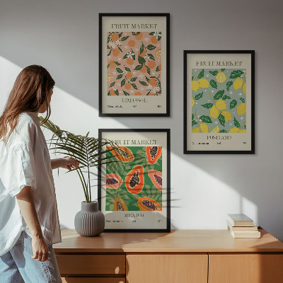 Set tablouri pentru dormitor Citrice, retro tropical