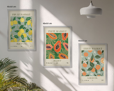 Set tablouri pentru dormitor Postere cu fructe, lămâi, papaya