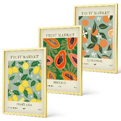 Set tablouri pentru dormitor Postere cu fructe, lămâi, papaya