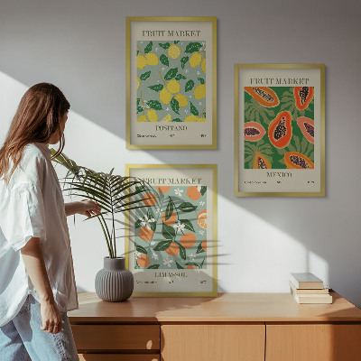 Set tablouri pentru dormitor Postere cu fructe, lămâi, papaya