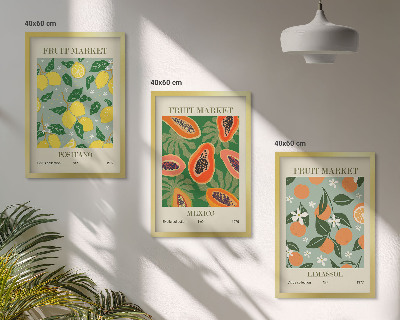 Set tablouri pentru dormitor Postere cu fructe, lămâi, papaya