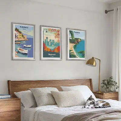Set de tablouri decorative peisaje urbane din Grecia, Canada și Australia