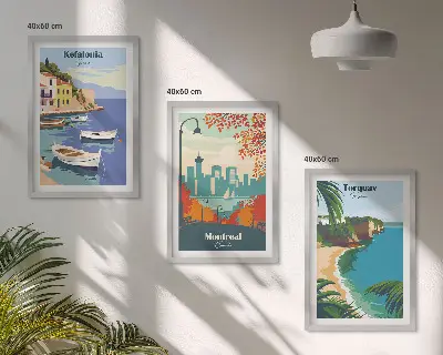 Set de tablouri decorative peisaje urbane din Grecia, Canada și Australia