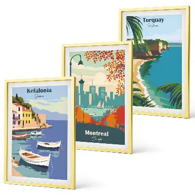 Set de tablouri decorative peisaje urbane din Grecia, Canada și Australia