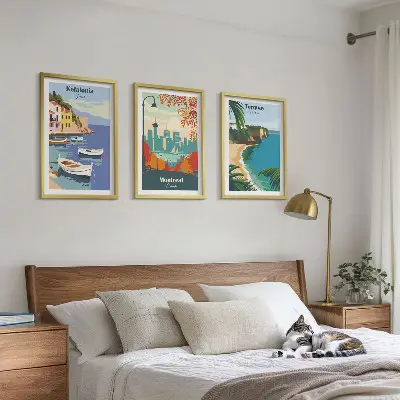 Set de tablouri decorative peisaje urbane din Grecia, Canada și Australia