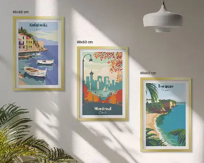 Set de tablouri decorative peisaje urbane din Grecia, Canada și Australia
