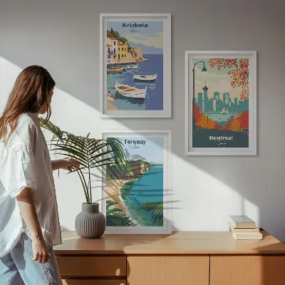 Set de tablouri decorative peisaje urbane din Grecia, Canada și Australia