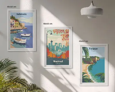 Set de tablouri decorative peisaje urbane din Grecia, Canada și Australia