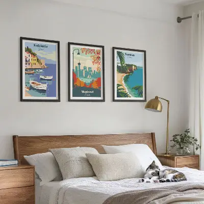Set de tablouri decorative peisaje urbane din Grecia, Canada și Australia