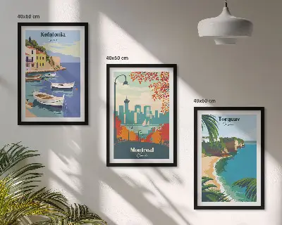 Set de tablouri decorative peisaje urbane din Grecia, Canada și Australia