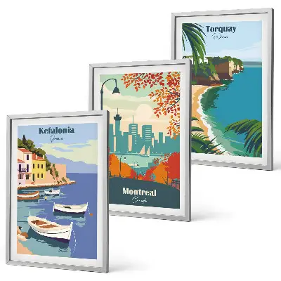 Set de tablouri decorative peisaje urbane din Grecia, Canada și Australia
