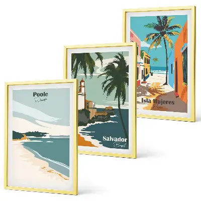 Set de tablouri pentru dormitor cu model de plaje tropicale și palmieri