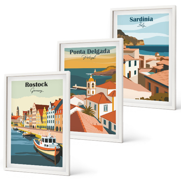 Set tablouri decorative Vederi ale orașelor de coastă europene