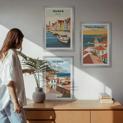 Set de tablouri decorative vederi cu orașe de coastă europene