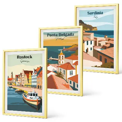 Set de tablouri decorative vederi cu orașe de coastă europene