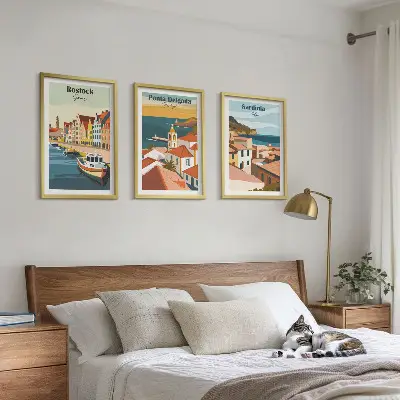 Set de tablouri decorative vederi cu orașe de coastă europene