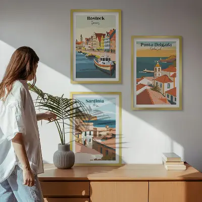 Set de tablouri decorative vederi cu orașe de coastă europene