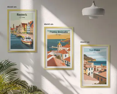 Set de tablouri decorative vederi cu orașe de coastă europene