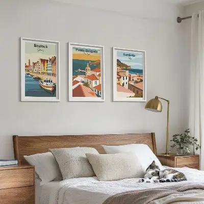 Set de tablouri decorative vederi cu orașe de coastă europene