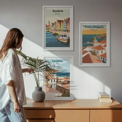 Set de tablouri decorative vederi cu orașe de coastă europene