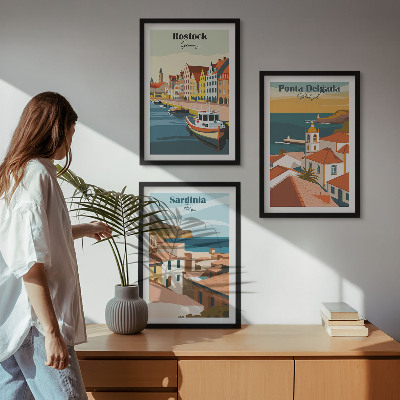 Set tablouri decorative Vederi ale orașelor de coastă europene
