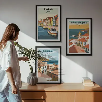 Set de tablouri decorative vederi cu orașe de coastă europene