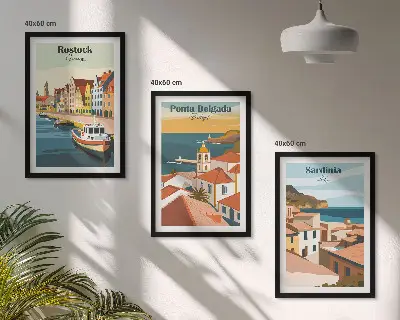Set de tablouri decorative vederi cu orașe de coastă europene
