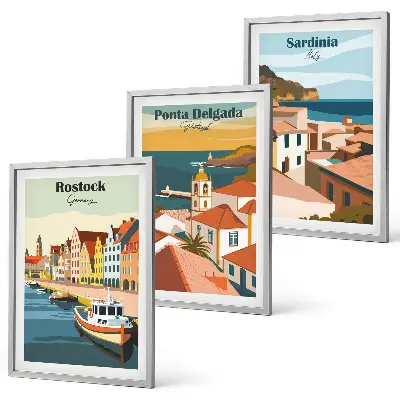 Set de tablouri decorative vederi cu orașe de coastă europene