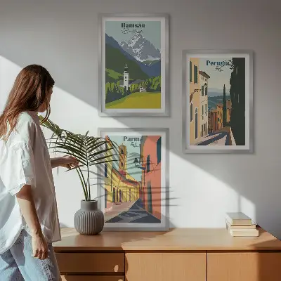 Set tablouri pentru dormitor cu peisaje montane și Italia