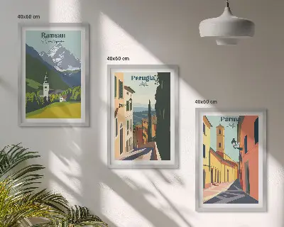 Set tablouri pentru dormitor cu peisaje montane și Italia