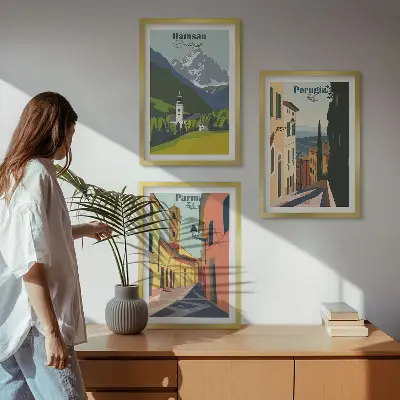 Set tablouri pentru dormitor cu peisaje montane și Italia