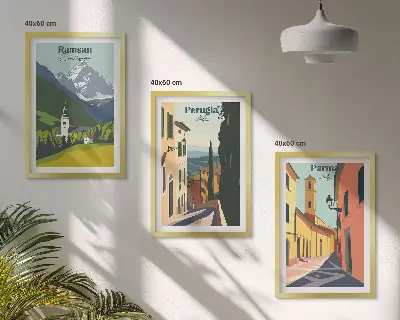 Set tablouri pentru dormitor cu peisaje montane și Italia
