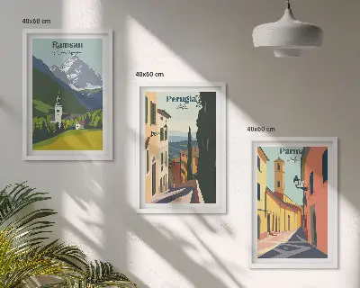 Set tablouri pentru dormitor cu peisaje montane și Italia