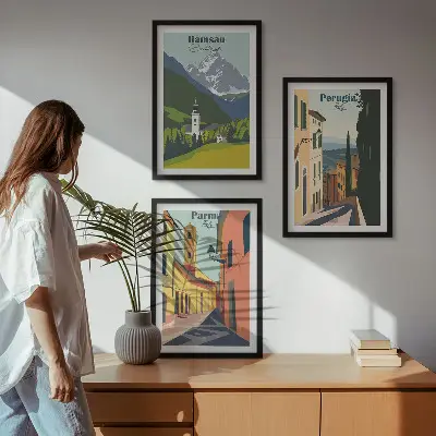 Set tablouri pentru dormitor cu peisaje montane și Italia